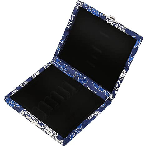 Oboe Reeds Case, Holz & Seidentuch Cover Aufbewahrungsbox für 6pcs Oboe Schilf(Blau)