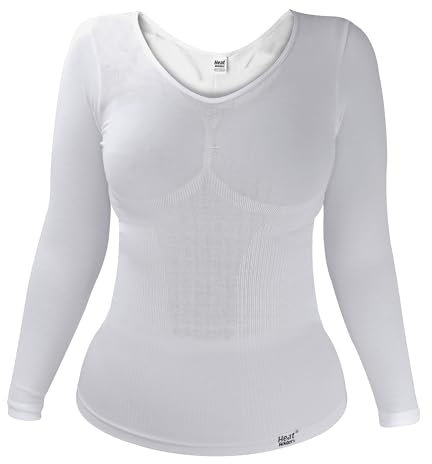 HEAT HOLDERS - Ladies Winter Warm Cotton Thermal Underwear Long Sleeve Top Vest (L/XL (40-52 Bust), White)