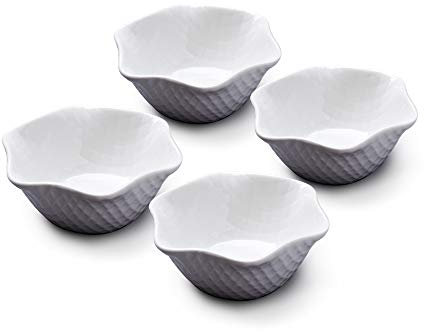 WM Bartleet & Sons 1750 TSET126 Traditional Porcelain Set of 4 Individual Ice Cream, Sorbet and Dessert Bowl, 12cm-White