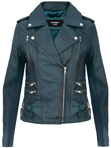 Ladies Retro 100% Nappa Leather Biker Jacket