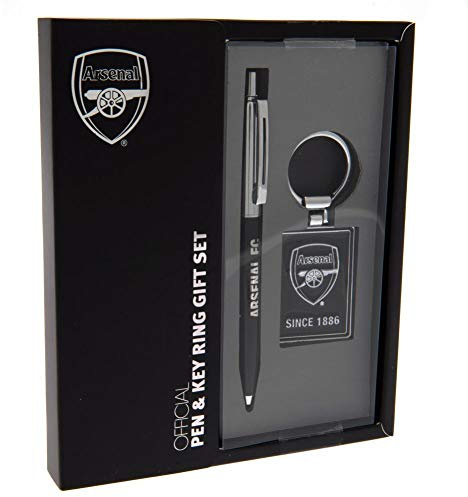 Arsenal FC Ballpoint Pen and Keyring, Black/silver