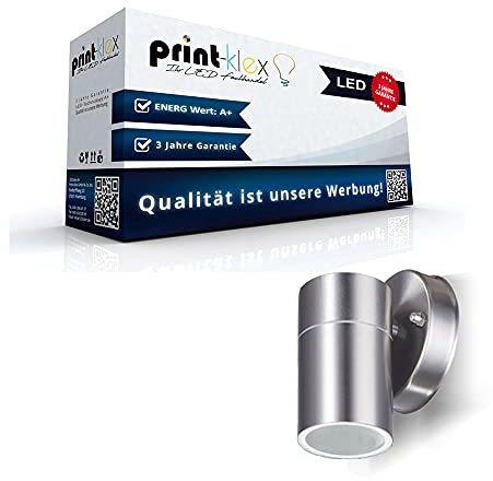 Print-Klex GmbH & Co.KG LED Wandaussenleuchte Berlin - 3000K Warmweiß Aussenleuchte Außenlampe 8W GU10 Wandleuchte IP44 Wasserdicht- nicht Dimmbar