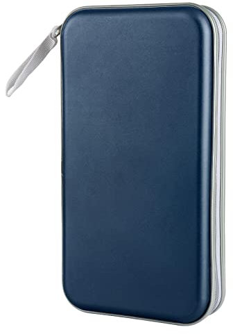 Siveit CD-Hüllen-Halter, 80 CD/DVD-Hüllen, Brieftasche, Hartplastik, CD-/DVD-Hüllen, Aufbewahrungsordner für Auto, Zuhause, Büro, Reisen (dunkelblau)