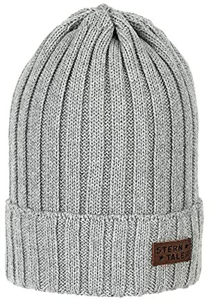 Sterntaler Strickmütze für Jungen mit Leder-Aufnäher, Silber mel., 51/53