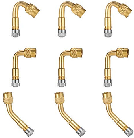 Xinzistar 9 Stücke Autoventil Verlängerung, Ventilverlängerung Reifen Ventil Verlängerung 45/90/135 Grad Winkelventil Adapter für Auto Motorrad Rennrad Fahrrad Scooter