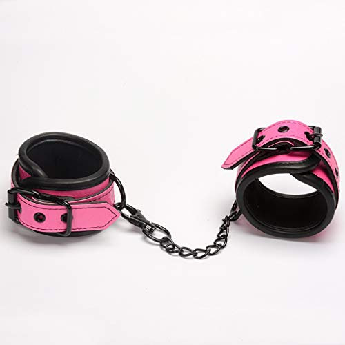 LBBDrrAL Manette in Pelle Regolabili Femminili for Abiti da Cravatta con Dispositivo Bon'dage for Coppie (Color : Pink)