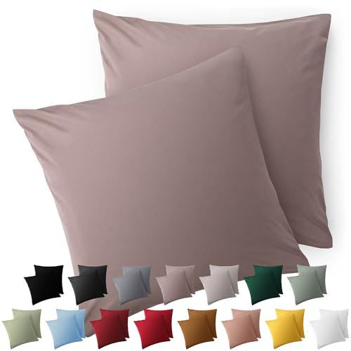 Blumtal Kissenbezug 50 x 50, 2 Stück - Oeko-TEX zert. Kissenbezüge 100% Mikrofaser in extra weich & waschmaschinenfest - Bezug Kissen 50x50 Taupe
