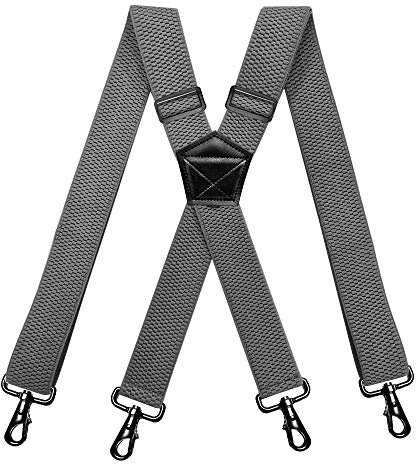 RIONA Tirantes X- Atrás ajustables sólidos de alta elasticidad clásicos con 4 clips fuertes y tirantes resistentes para Hombres