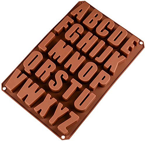 Selecto Cuocere 26 Alfabeto grandi lettere Muffa del cioccolato Decorazione della torta di compleanno, grandi lettere in silicone Stampi antiaderente Caramelle al cioccolato Stampi in silicone