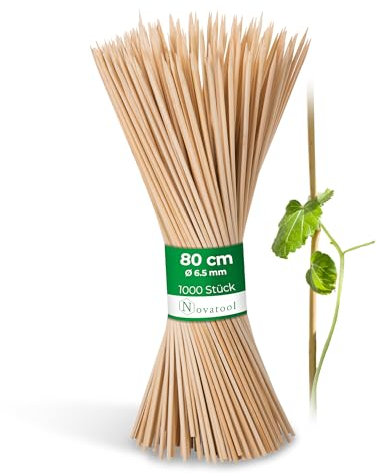 Novatool Lot de 100 bâtons de gravier 90 cm x 7 mm I Naturel I Tuteur en bambou Tuteur pour plantes Plant Stakes