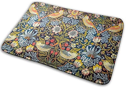 William Morris Strawberry Thief Design 1883 Washable Indoor Outdoor Entrance Rug Non Slip Door Mat Bath Floor Mat