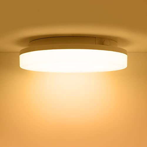 ENUOTEK 15W LED Bad Deckenleuchte Badezimmer Lampe Dimmbar, IP54 Wasserdicht, Warmweiß 3000K, Ø22CM Rund Badlampe Decke für Bad Schlafzimmer Flur Küche Wohnzimmer Balkon