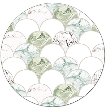 Coloray Glass Chopping Board Splashback for Kitchen ⌀ 15.8 inch/fi 40cm Tempered Safety Glass Worktop Saver Cutting Board Protection - Green Marble