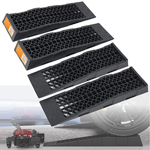 OULEME Low Profile Auto Service Rampe, 4 Stück, tragbar für Lift Low Down Rise Clearance Racing Sports Auto Fahrzeug Wartung Öl/Reifenwechsel