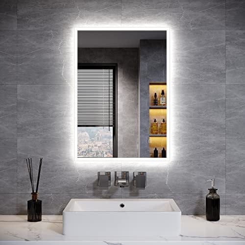 ELEGANT Bathroom Mirror with Shaver Socket 500x700mm Backlit LED Illuminated Bathroom Mirror with 3 Colors Dimmable | Touch Switch | Demister Pad, Vertical & Horizontal
