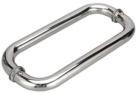 12 Sliding Door Handle Shower Glass Door Handle Bathroom Handle Pull Pair of O-Shaped Stainless Steel Barn Door Handle Double Side Door Pull Handle Office Wood Door Pull Push Handle (300mm Chrome)