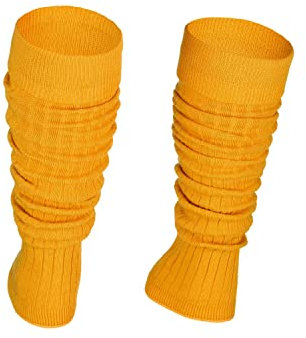 Ateena Cotton Leg Warmers, Rollable Warm and Comfortable Calves Undersuits, Ribbed Fancy Stylish, Extremely Nice Sports Gift, One Size, Yellow