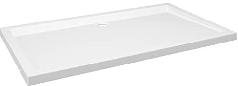 Duschtasse Rechteckig Duschwanne Duschbecken aus ABS, Brausewanne Brausetasse Dusche Wanne Bad Badezimmer 9 cm Ablauföffnung, Niedrige Schwelle, Weiß 70x120 cm