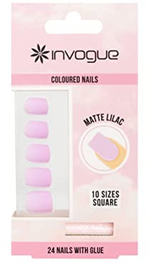 Invogue Matte Lilac Square Nails (24 Pieces)