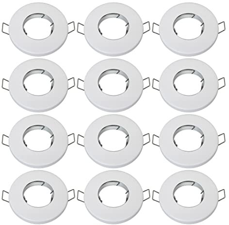 BlueLeon 12er Einbaustrahler für Badezimmer, Wohnzimmer, Feuchtraum, rostfreier Edelstahl, IP65, GU10, BL-L6168-MW, weiß