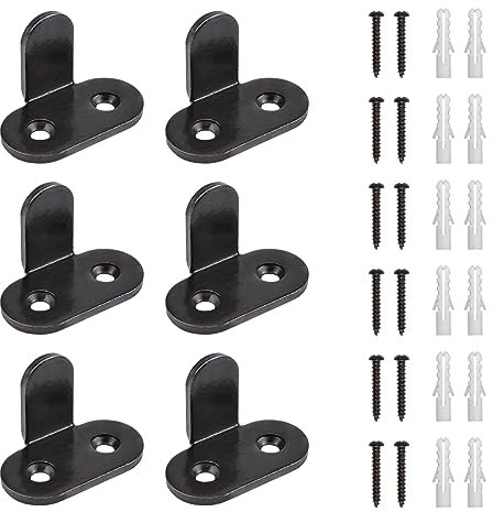 MOROBOR Keine Rille Schiebetür Bodenführung, 6 Stück Stahl verstellbare Clip Bodenmontage Bodenführung für alle Arten von Schiebetüren einschließlich Bypass- und Tasche, schwarz