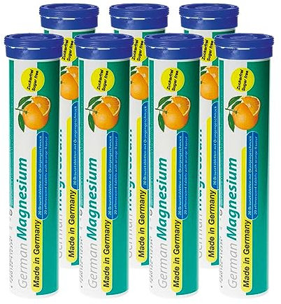 German Magnesium Drink Effervesent Tablets 140 Servings Orange Flavour – 200 mg Magnesium Sugar Free, Vegan – T&D Pharma – Made in Germany