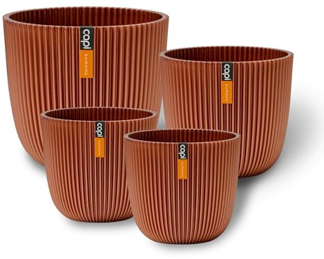 Capi Europe - Geschenkset Blumentopf Kugel Groove 'Made with' Metallic Kupfer - Set M - Blumentöpfe für drinnen und draußen - Hergestellt aus recycelten Materialien