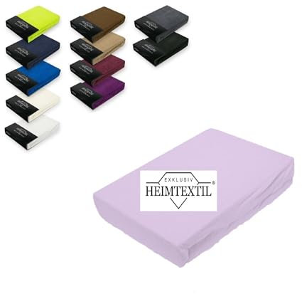 Exklusiv Heimtextil Frottee Spannbettlaken Marke 90-100 x 200 cm 80% Baumwolle, 20% Polyester Öko - Tex Zertifiziert, Markenqualität, Matratzenhöhe bis 25 cm, Flieder