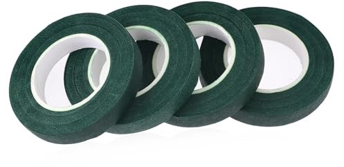 Mozeat Lens 4 Rolls Florist Tape Green, 12mm Wide Florist Stem Wrap for Fresh Flowers for Bouquet Wrap Flower Craft Corsage, Wedding Bouquet(30 Yard/Roll)