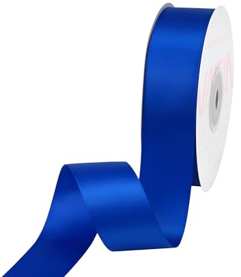 VATIN Double Face Royal Blue Satin Ribbon 1 Continuous 50 Yards,Blue Polyester Fabric Ribbon use for Bows Bouquet, Gift Wrapping, Floral Arrangement Wedding Decoration