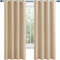 Gardinen mit Kräuselband Blickdicht 65 x 180 cm Dicker Stoff Thermovorhänge Gegen Kälte Verdunkelungsvorhang Thermovorhang 2Er Set für Wohnzimmer Schlafzimmer, Beige