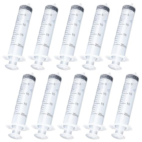 10 Pièces Seringue, Seringue 20ml, Seringue en Plastique, Réutilisable Seringues de Distribution, Seringue Dosage pour Laboratoire, Alimentation Animale, Arrosage de Plantes