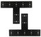T Tie Plates in Black Finish Steel Flat Bracket Mending Plate Joining Bracket Connectors 14'' x 10'' 0.12in Thick for Wood 4x4,6x6 Lumber Pergola Repair Fixing Truss Framing 2 Packs