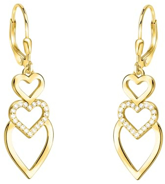SOFIA MILANI - Damen Ohrringe 925 Silber - mit Zirkonia Steinen - Dreifaches Herz Ohrhänger