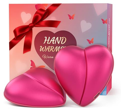 Hand Warmers Rechargeable 2 Pack, 5200mAh Heart-Shaped Electric Handwarmers, Reusable Portable Pocket Heater, Great Gifts Stocking Stuffers for Women - Pink