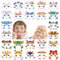 Qpout 24 Sheets Temporäre Tattoos für Kinder, süße Tiergesichtsfarbe Make-up Tattoo Aufkleber für Mädchen Jungen Geburtstagsdekorationen Tiere Party Taschen Füllstoffe Gunst Vorräte