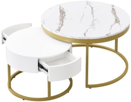 Moderner runder Couchtisch mit drehbarem Hochglanz-Finish