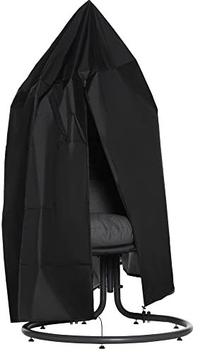 Outsunny Housse de chaise suspendue, housse de chaise de cocon d'oscillation d'œufs, tissu Oxford 210D, avec fermeture éclair, Ø 115 x 190 cm, noir