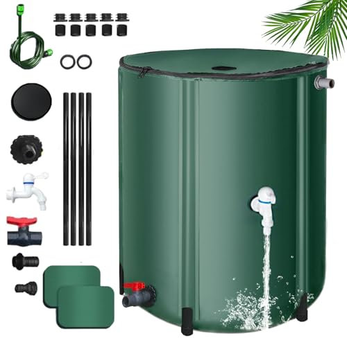 Rain Barrels to Collect Rainwater from Gutter, Portable Collapsible Rain Water Collection Barrel, Rainwater Collection System with Filter Overflow Kit and Faucet for Garden Outside Lawn (500L)