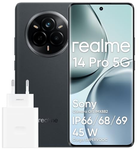 realme 14 Pro 5G Smartphone, 12 + 512GB, Cellulare, Chipset Dimensity 7300 Energy 5G, IP69, 50 MP Sony IMX882 OIS Fotocamera, Display 120Hz, Batteria da 5260 mAh, Grigio(Con Adattatore)