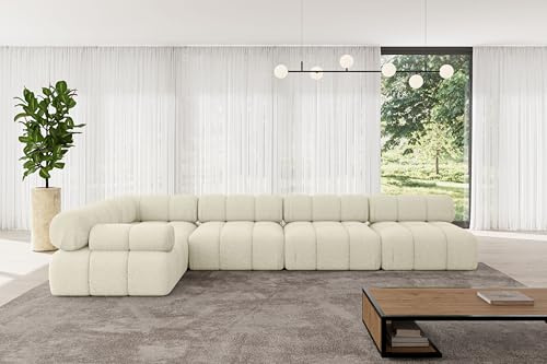 ALTDECOR Modulares Sofa Ecksofa in L-Form Corner modular Sofa Eckcouch Couch Wohnlandschaft Cauchsofa Polstersofa Mende-L3-380x190x70 cm Beige