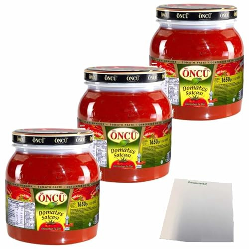 usy Bundle für Öncü Tomatenpüree, Tomatenmark 3er Pack (3x1650g Glas) + usy Block
