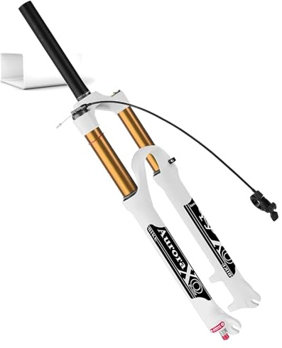 LYYCX AuroraXQ Forcella ad Aria per MTB, Viaggio 120mm Forcelle per Mountain Bike da 26/27,5/29, Tubo di Sterzo Conico/Dritto, 9mm QR, per XC AM MTB(Straight Remote Lockout,29 Pollici)