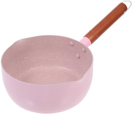 TOBBOMEY Japanese Style Pink Maifan Stone Milk Pot for Lightweight Cooking Saucepan with Flat Bottom for Even Heat Suitable for Induction and Gas Cookers Easy to Clean and Portable