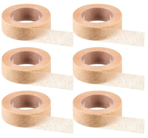 6 Rollen Micropore Tape, Nichtgewebtes Material Medizinisches Klebeband, Nasentape für Wundversorgung, Sport, Wimpernverlängerung, 1.25cm x 9.14m(Hautfarbe)
