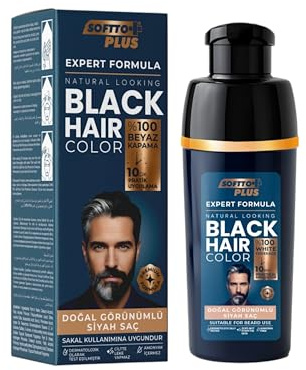 Softto+Plus Expert Men Haarfarbe & Bartfarbe Schwarz – 100% Grauabdeckung, 10 Minuten Anwendung, ammoniakfrei, natürliche Männer Haarfarbe für Haare & Bart, einfache Anwendung | 400 ml