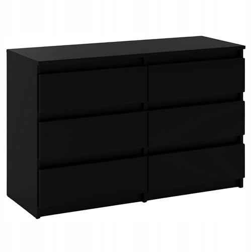 MRBLS_HOME Kommode 100 cm mit 6 Schubladen – Schwarz Matt Sideboard für Schlafzimmer, Wohnzimmer und Flur – Moderner Schubladenschrank mit Stauraum – 100 x 71,5 x 33,5 cm (B/H/T)