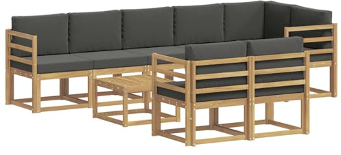 vidaXL Outdoor-Sofagarnitur 9 pcs Weiß und Anthrazit Polyester, Stylisches Außensofa, wetterfestes Set, Bequeme Sitzgelegenheit für den Garten, Akazienholz Möbel