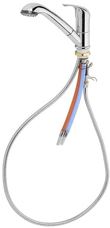 RVTechnik Robinet 12 V avec douchette extensible Ø 36 mm, mitigeur chromé pour eau chaude et froide, cartouche en céramique, micro-interrupteur, tuyau de 1,5 m, pour camping-car, caravane, bateau