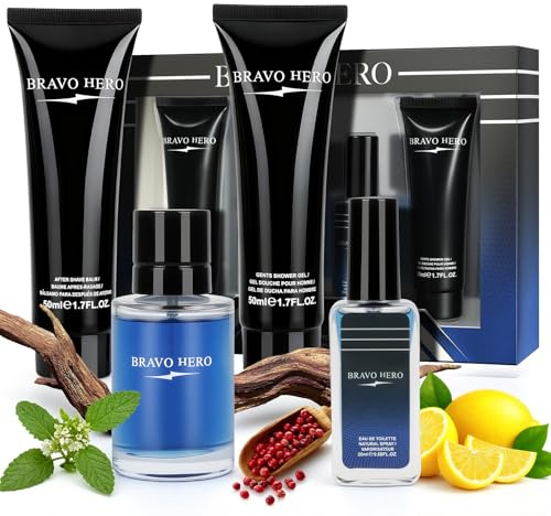 Men's Fragrance Gift Set, Perfume Gifts for Men, Mens Shower Gel Gift | with Prefume, Shower Gel, Body Mist, Aftershave Balm, Mens Skin Care Kit, Gifts for Him, Mens Gift for Birthday, Christmas
